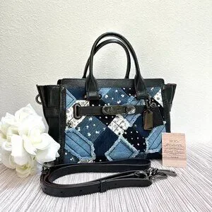 極美品✨️ COACH Swagger Denim 2way shoulder NWT Coach Swagger 27 in Canyon Quilt Denim Handbag | eBay
